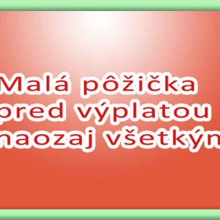 Malá pôžička pred výplatou naozaj všetkým